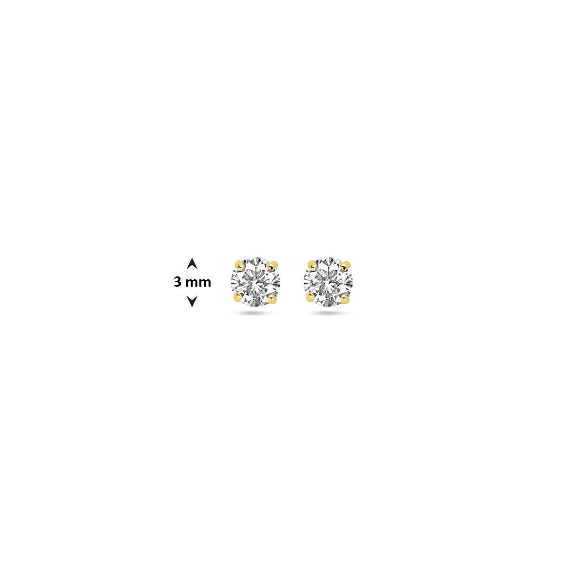 Puces d'oreilles en or avec zircone – 14k, sertissage solitaire