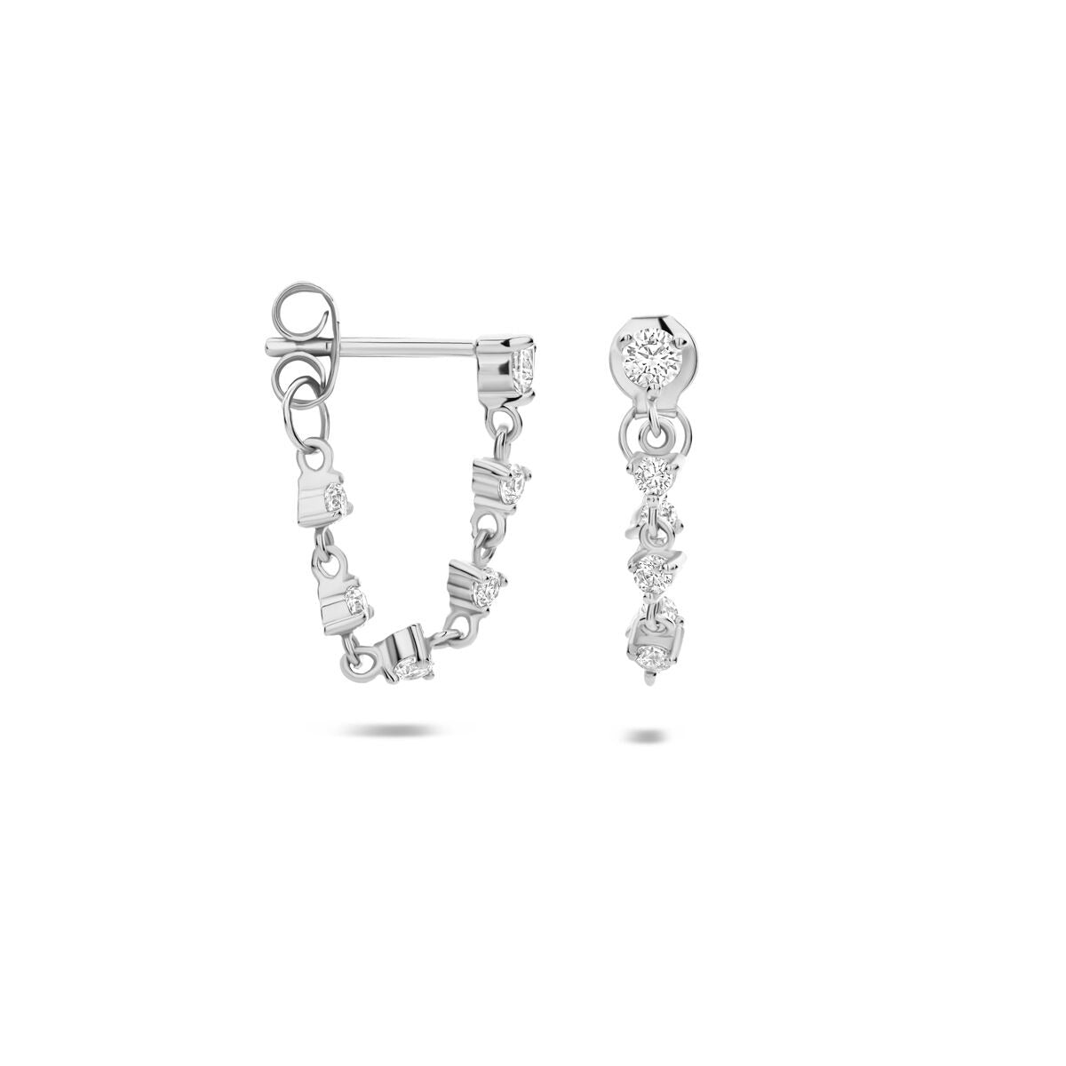 Boucles d'oreilles en argent rhodié avec zircone – 40 mm pour femme pendants en sertissage brillant chaton