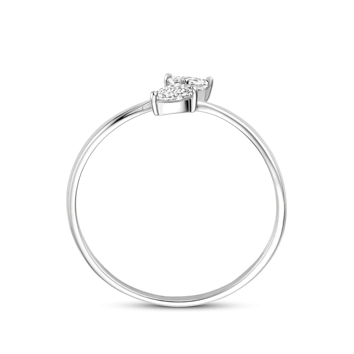 Gerhodineerd 925 zilveren ring met peervormige zirkonia