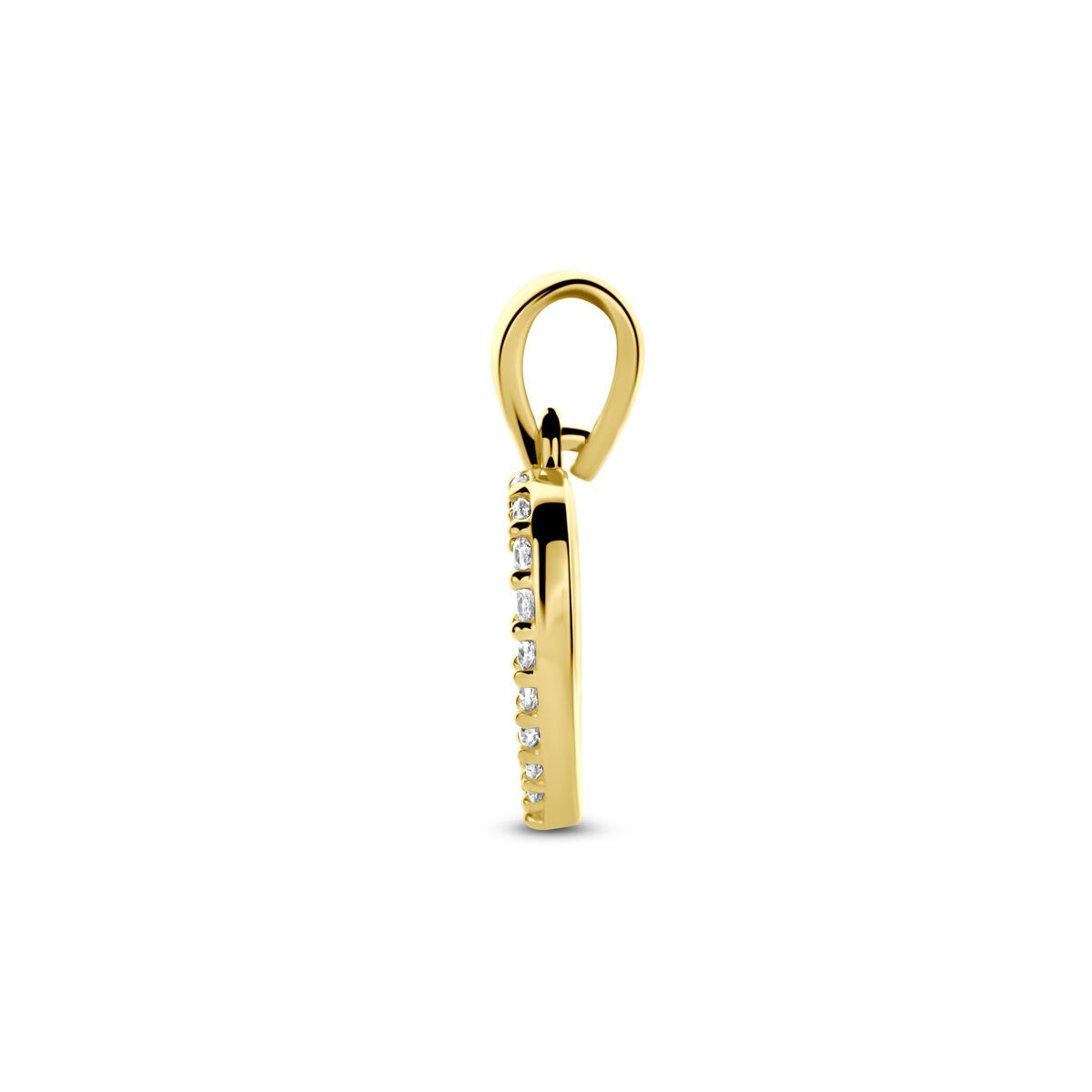 pendentif en or jaune en forme de cœur avec zircone – bijou romantique pour femme plein d'éclat