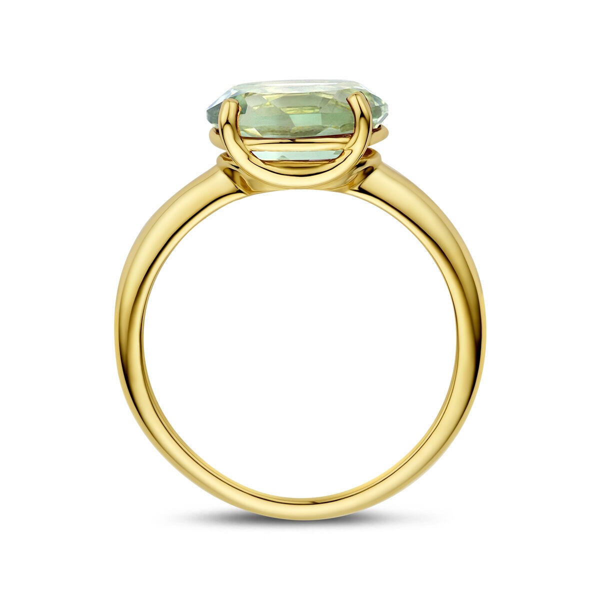 Bague en or jaune 14k avec améthyste verte