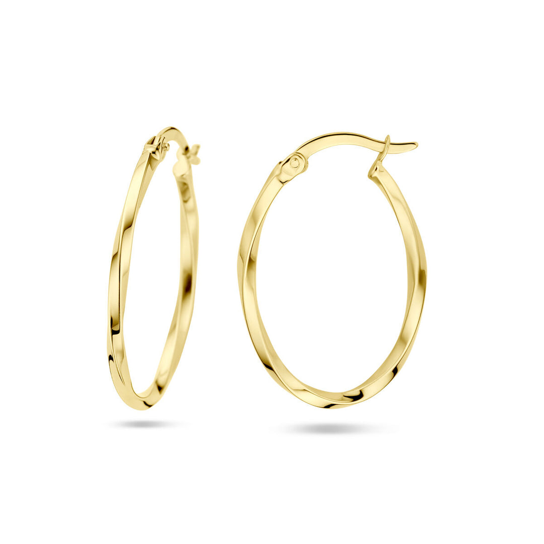 14k Geelgouden gedraaide oorringen – 28 mm