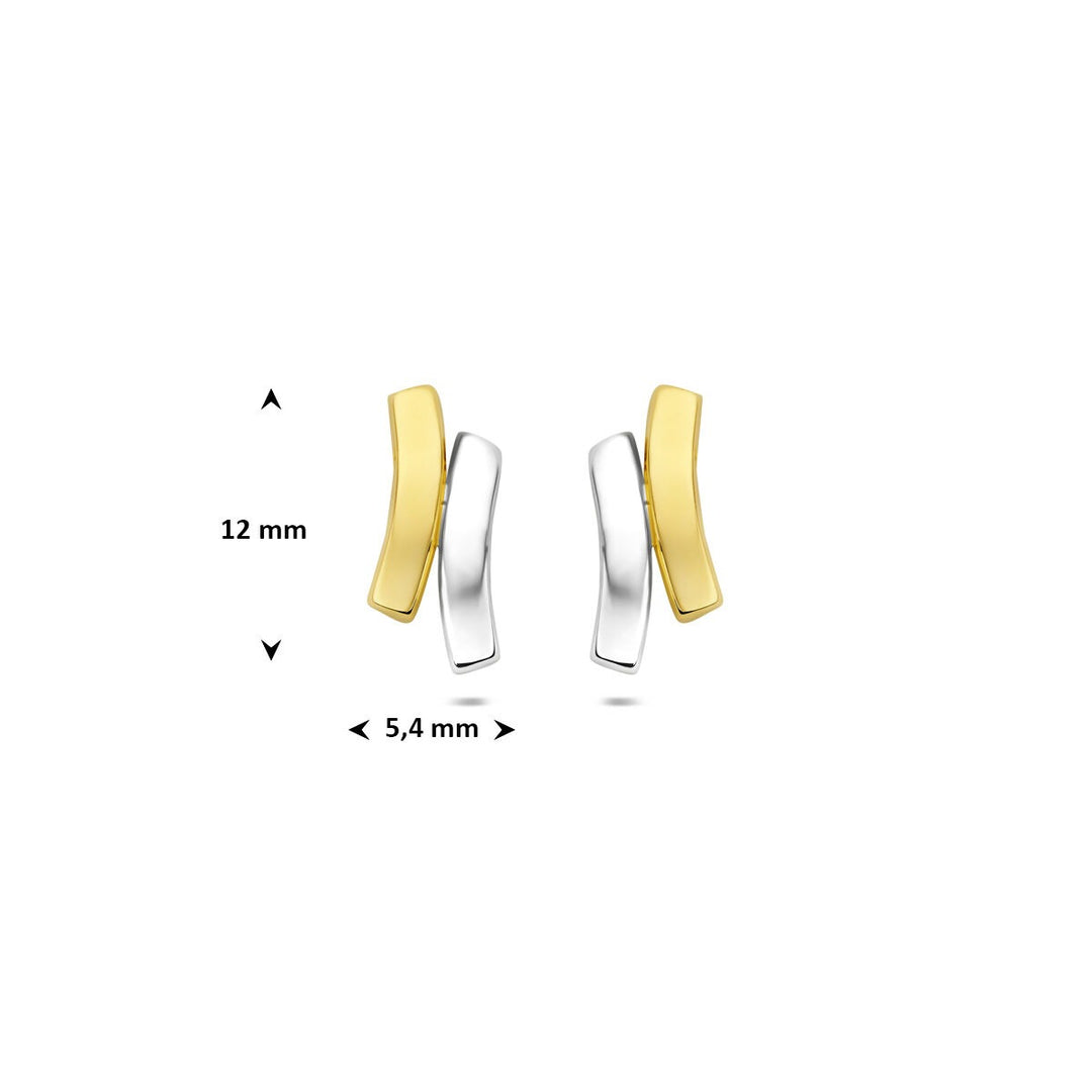 9k Bicolor geel- en witgouden oorknoppen