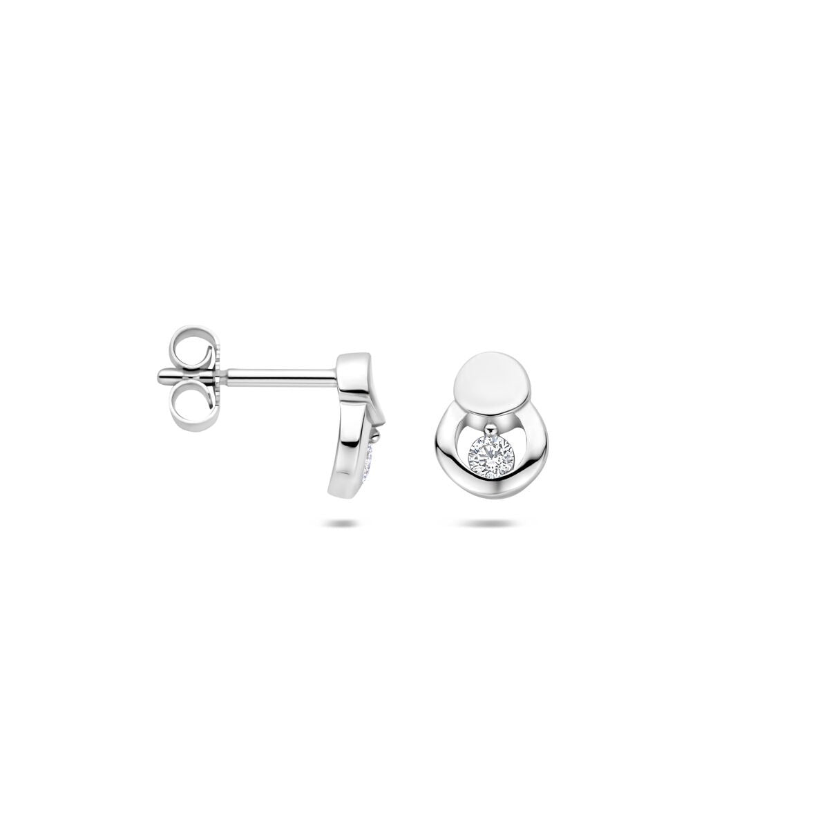 Puces d'oreilles en argent avec zircone – rhodié 925