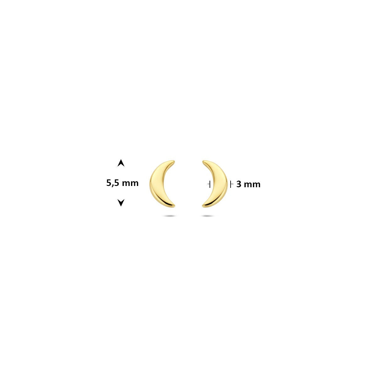 Puces d'oreilles en or jaune 14k en forme de lune - subtil et symbolique
