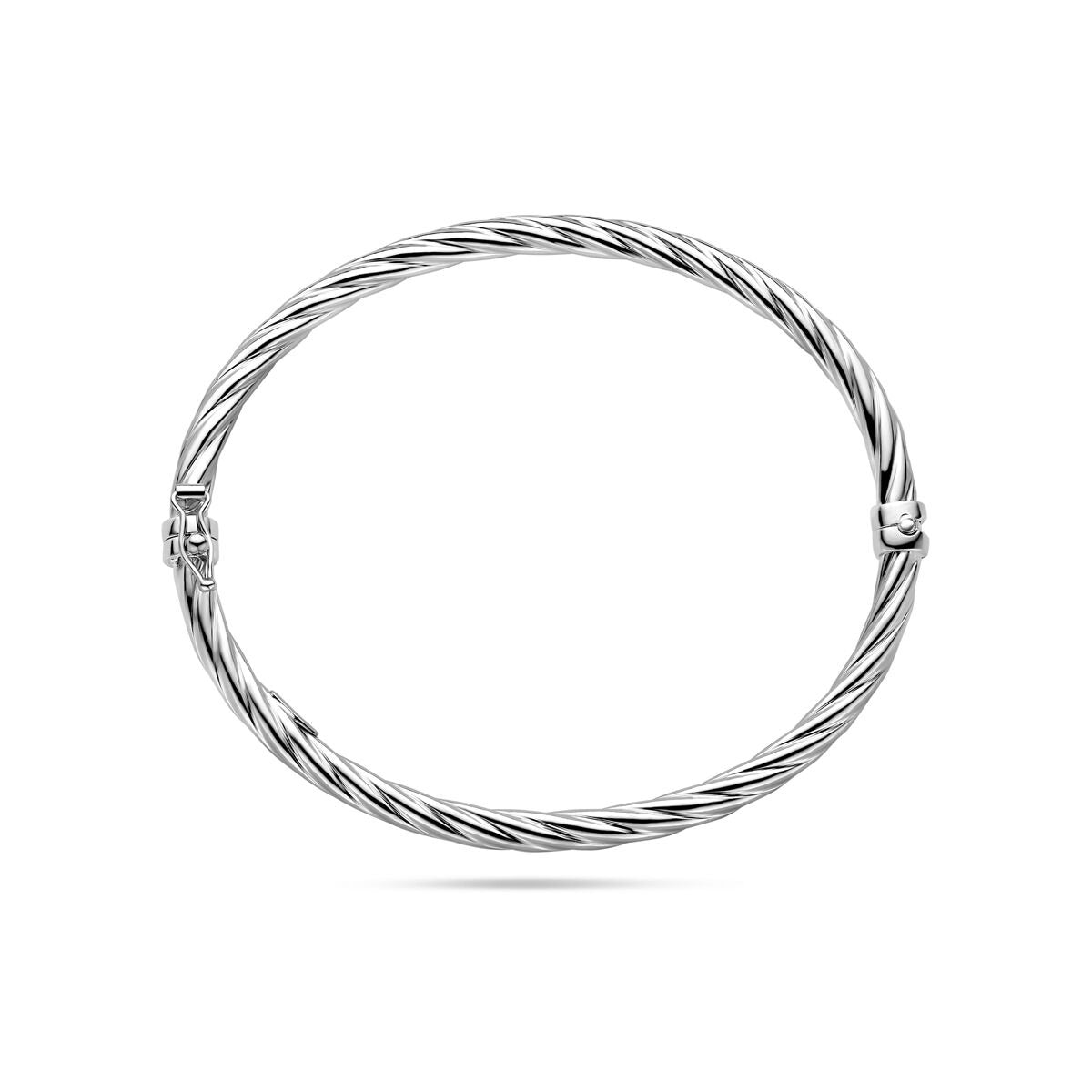 Bracelet en argent avec design tordu – rhodié argent 925, 61 mm diamètre