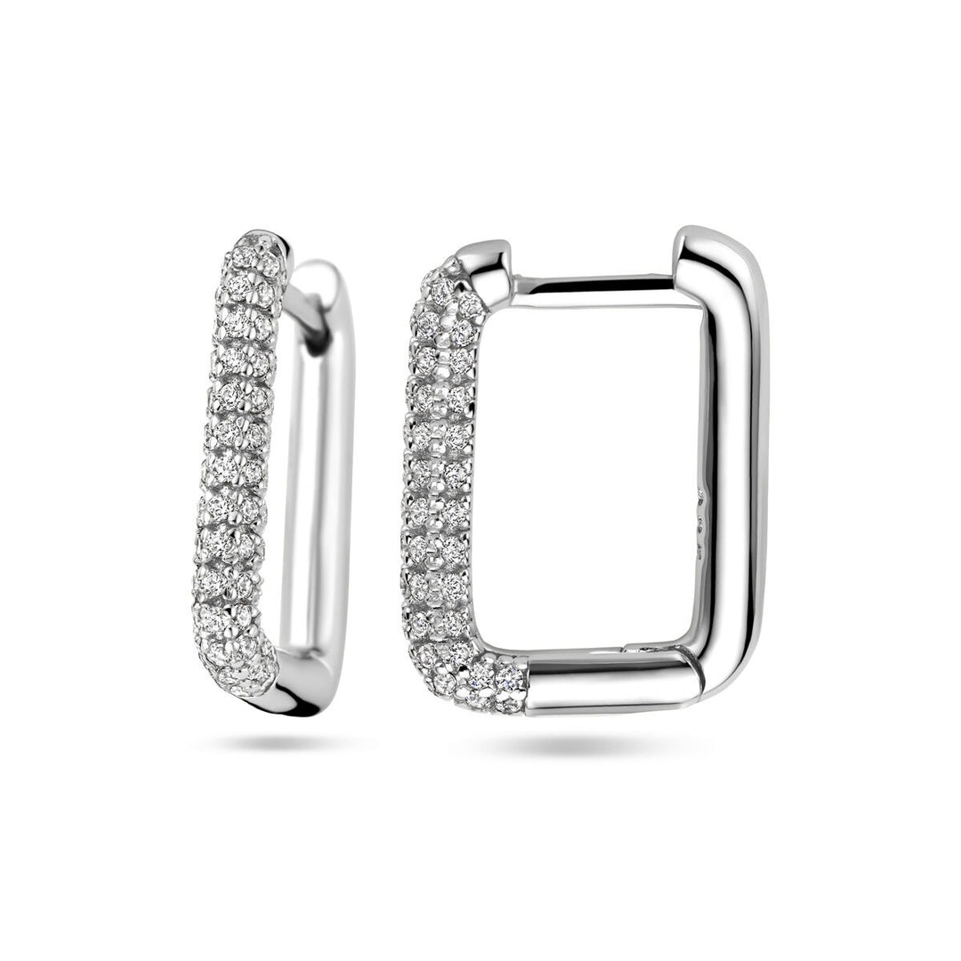 Zilveren klapoorringen met zirkonia – gerhodineerd 925 zilver