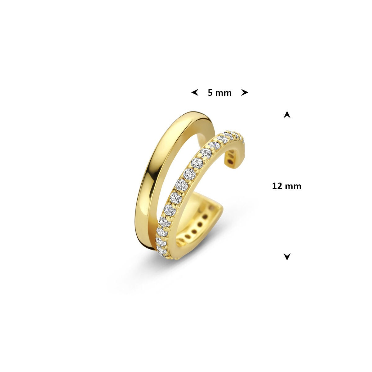 Ear cuff en argent plaqué or avec zircone en sertissage pavé