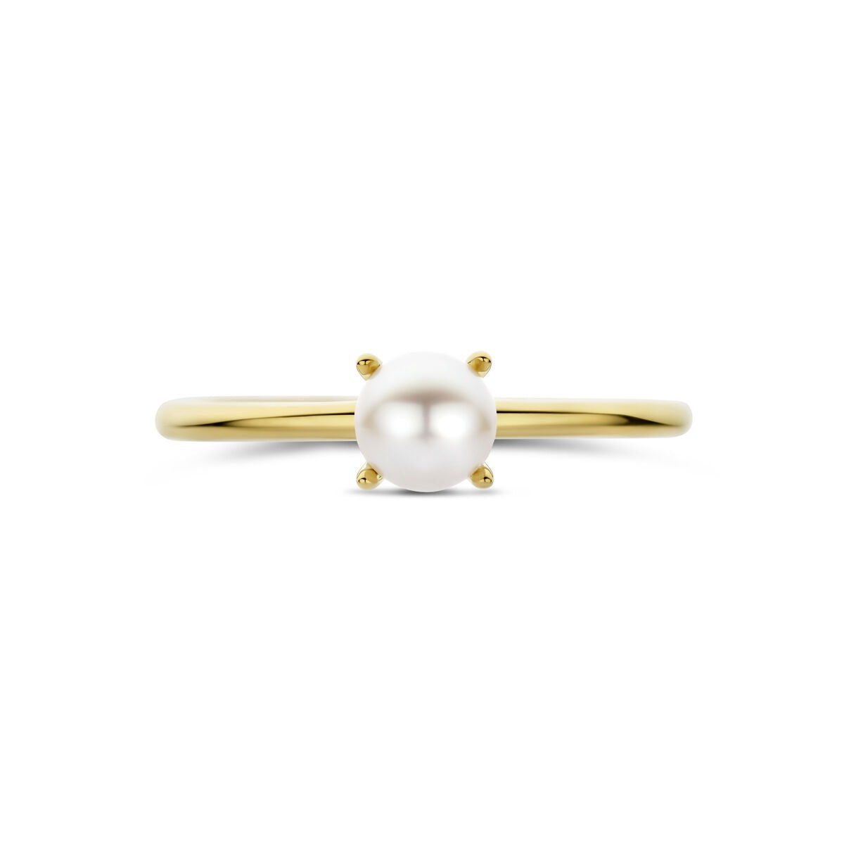 Bague pour femme en or jaune 14k avec perle blanche – 5 mm