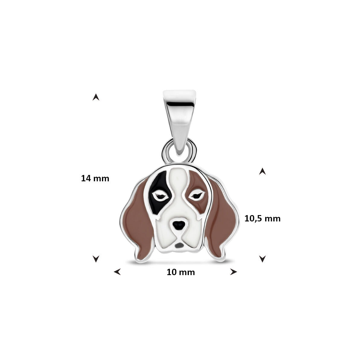 Pendentif pour enfant chien rhodié 14mm