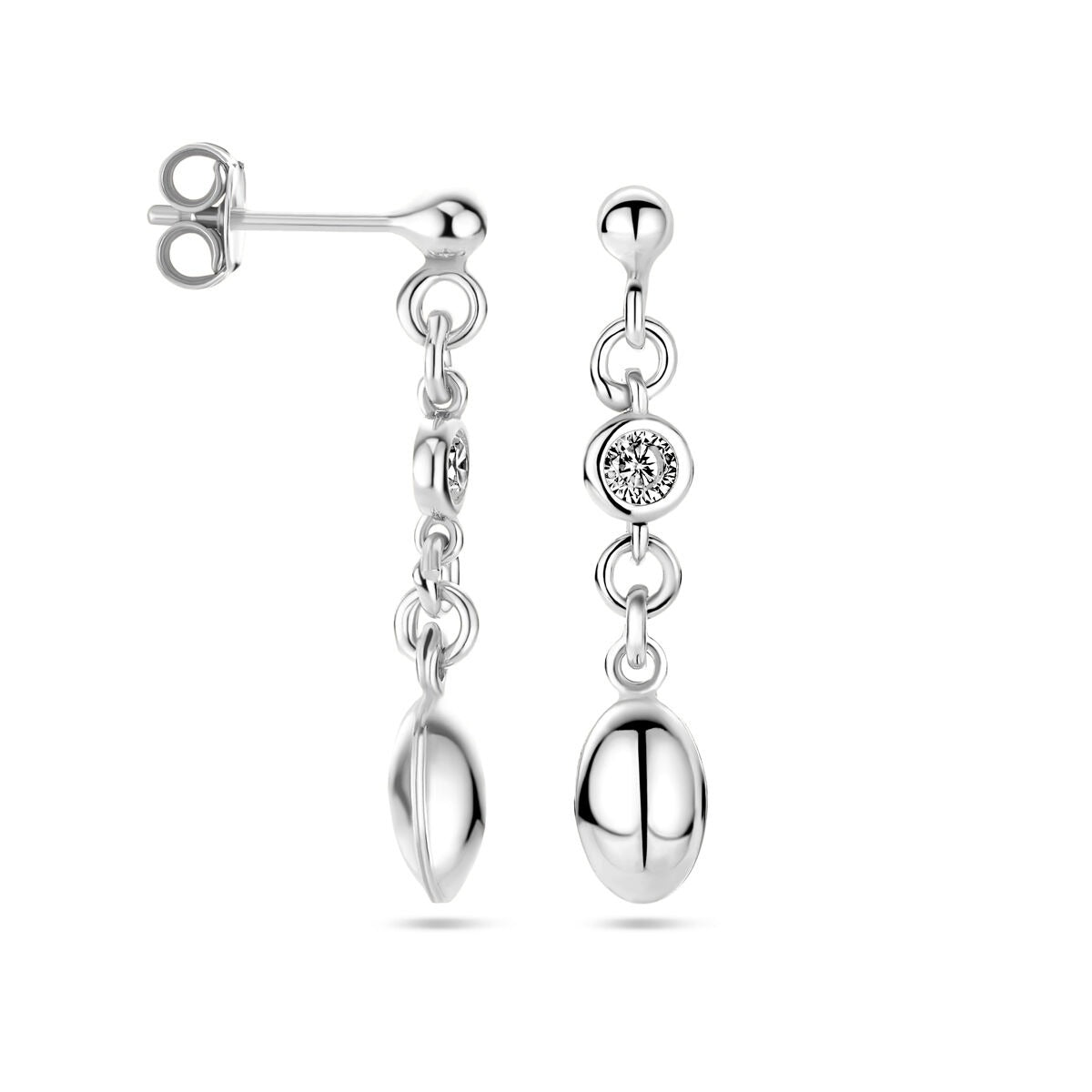 Boucles d'oreilles en argent avec zircone – rhodié argent 925