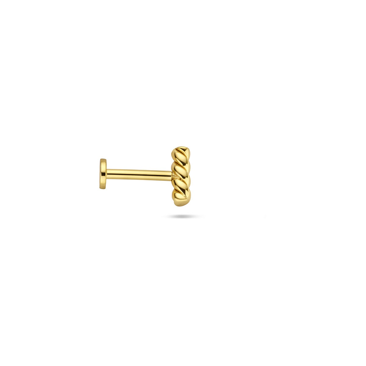Piercing en argent 925 plaqué or avec barreau torsadé
