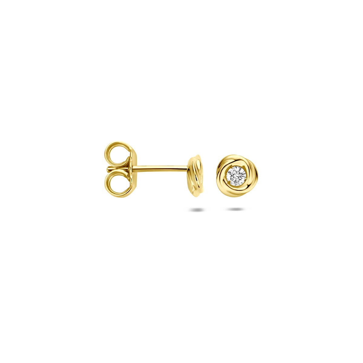 Puces d'oreilles en or jaune 14k avec diamant cultivé en laboratoire