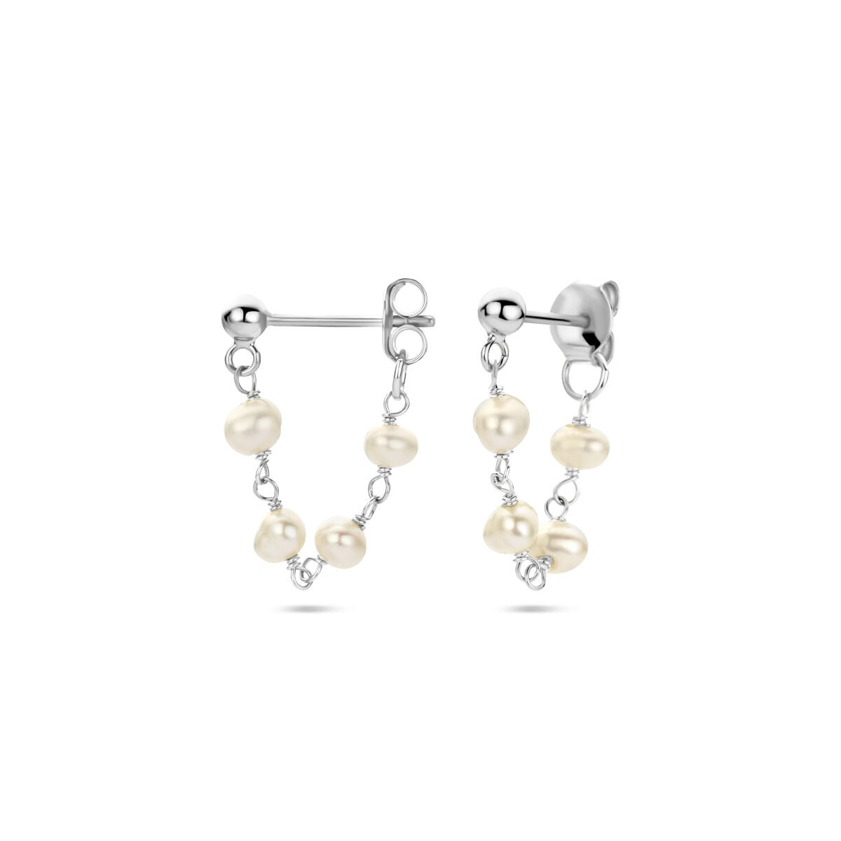 Boucles d'oreilles en argent pour femme avec perle – rhodiées 18 mm
