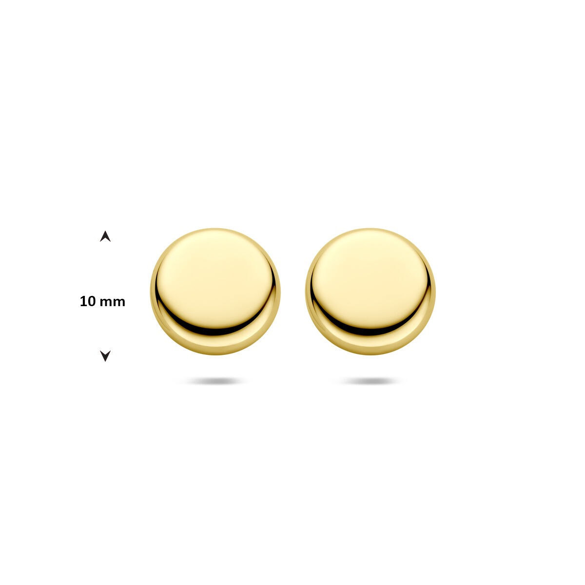 Puces d'oreilles en or jaune 14k avec un diamètre de 10 mm.