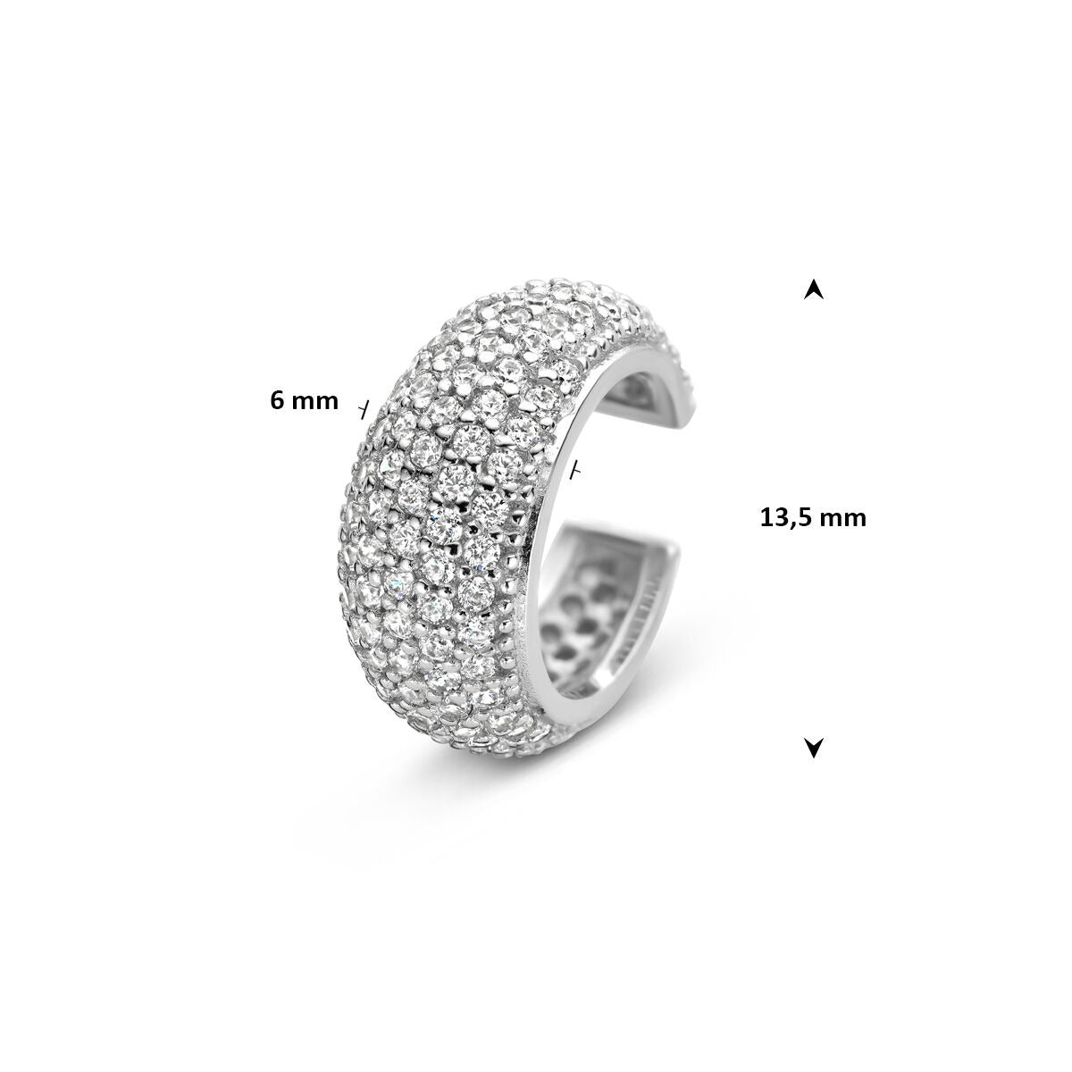 Boucle d'oreille en argent avec zircone – rhodié argent 925