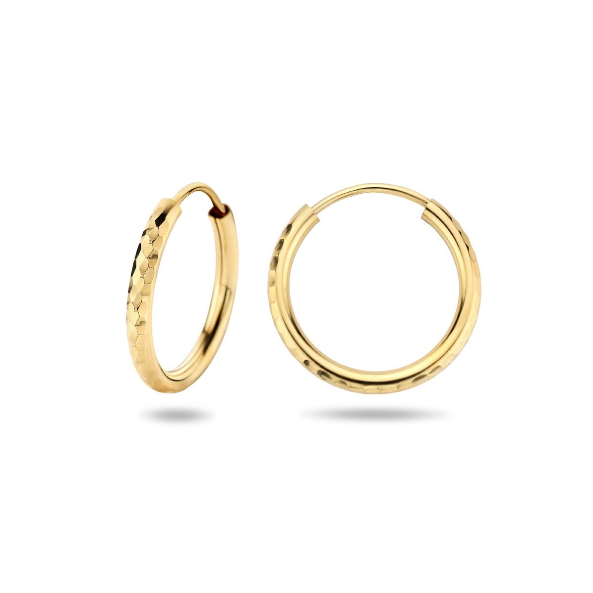 Créoles en or jaune avec tube diamanté – 14k