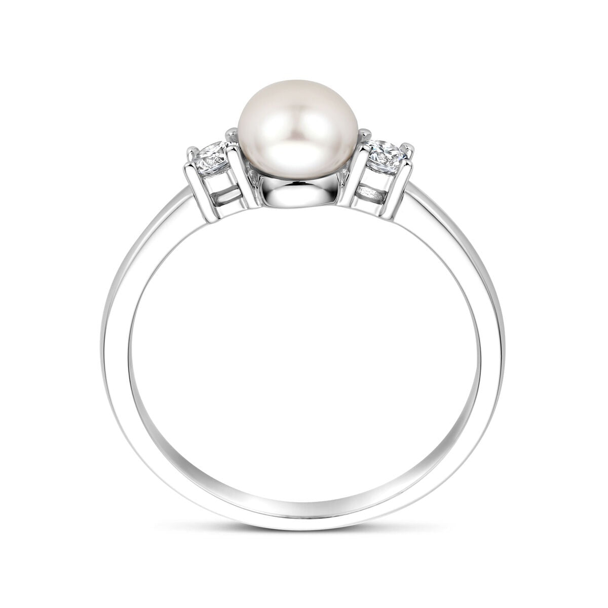 Bague en argent avec perle et zircone – bague pour femme en argent 925 rhodié