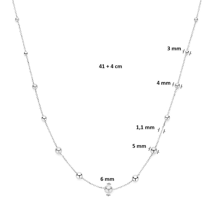 Gerhodineerd 925 zilveren collier met bolletjes