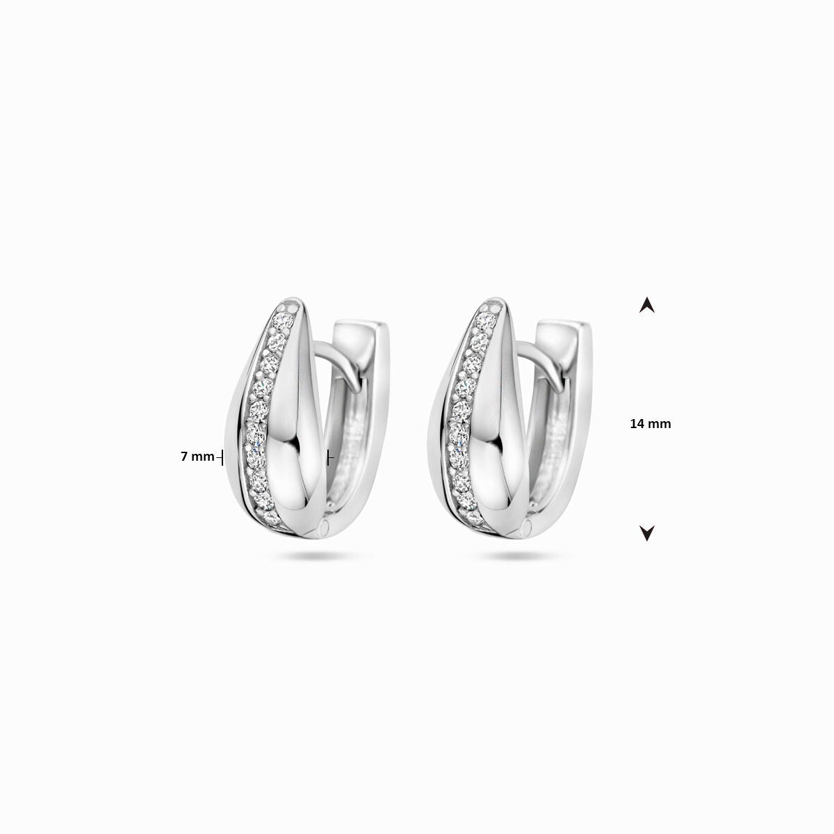Boucles d'oreilles créoles en argent rhodié avec zircone 925