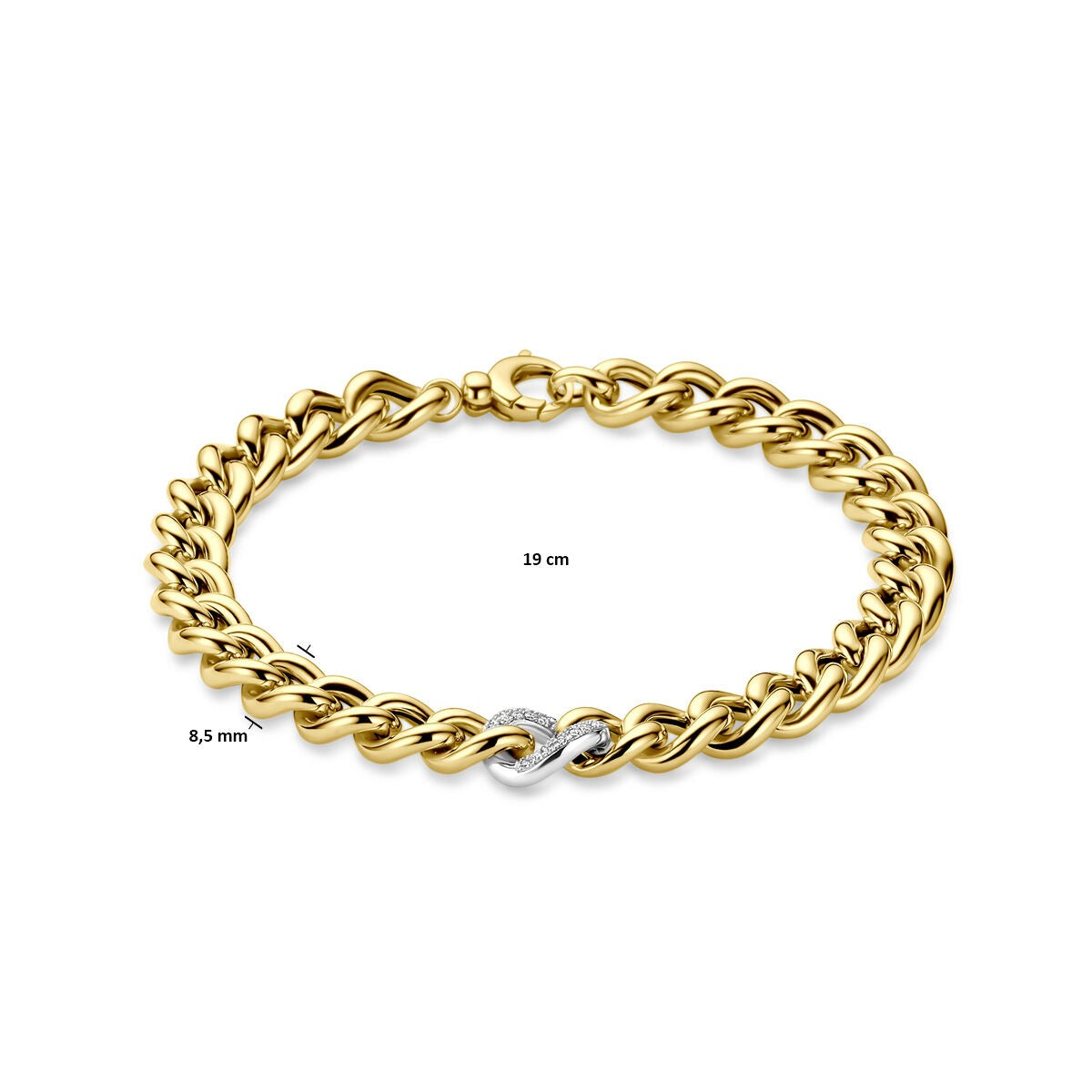Bracelet en Or Jaune et Or Blanc Bicolore avec Diamant