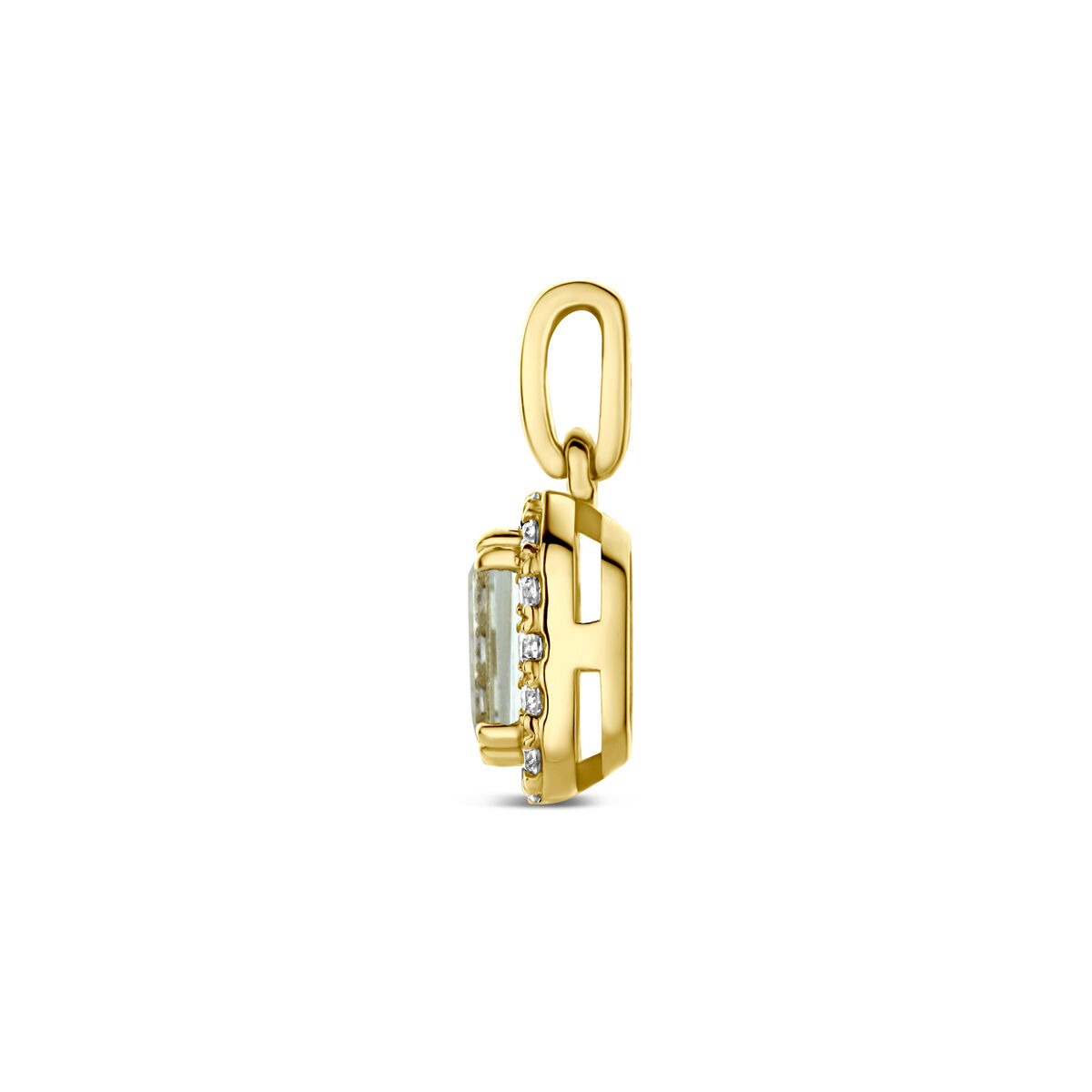 Pendentif en or jaune 14k avec améthyste verte et diamant cultivé en laboratoire