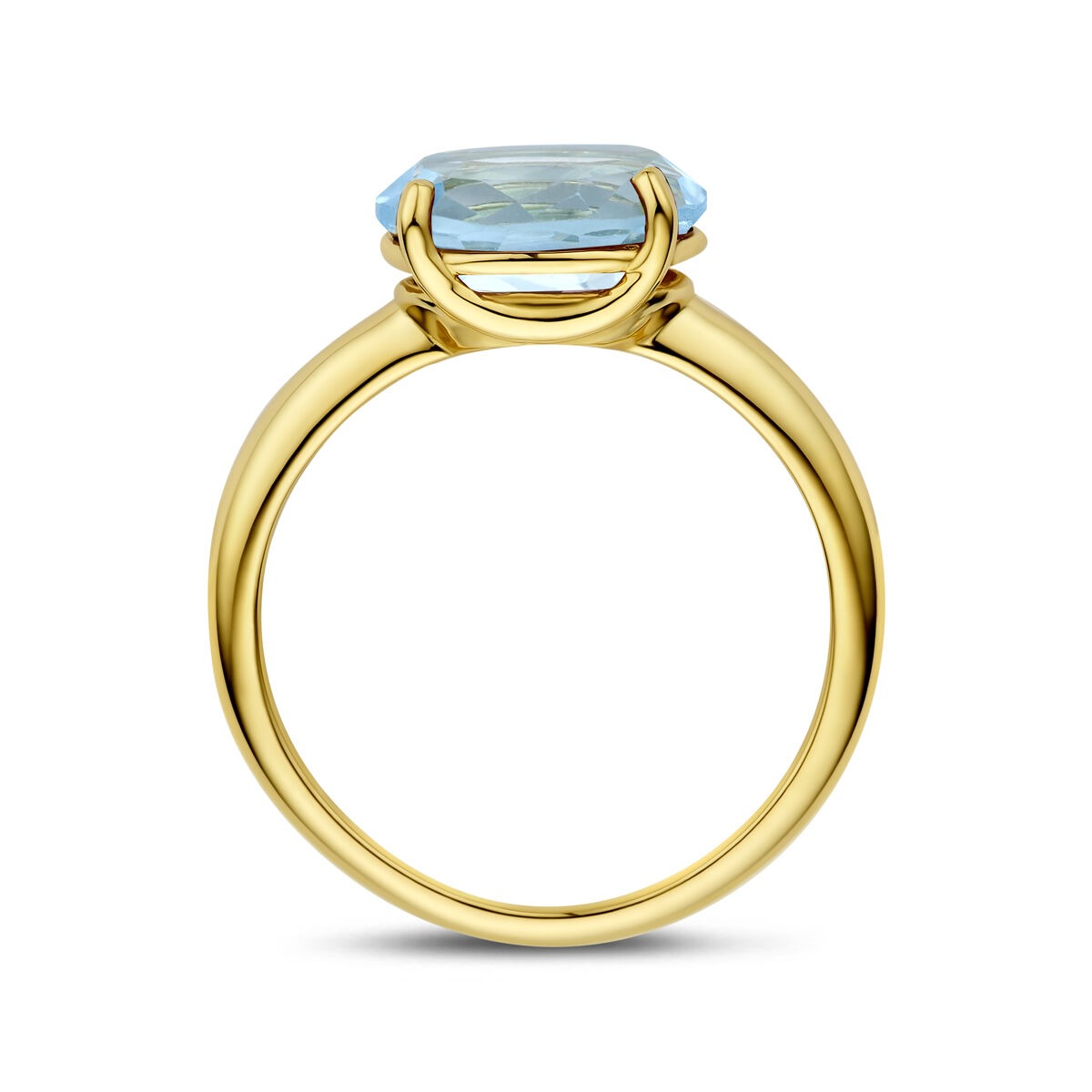 bague en or jaune 14k avec topaze bleue