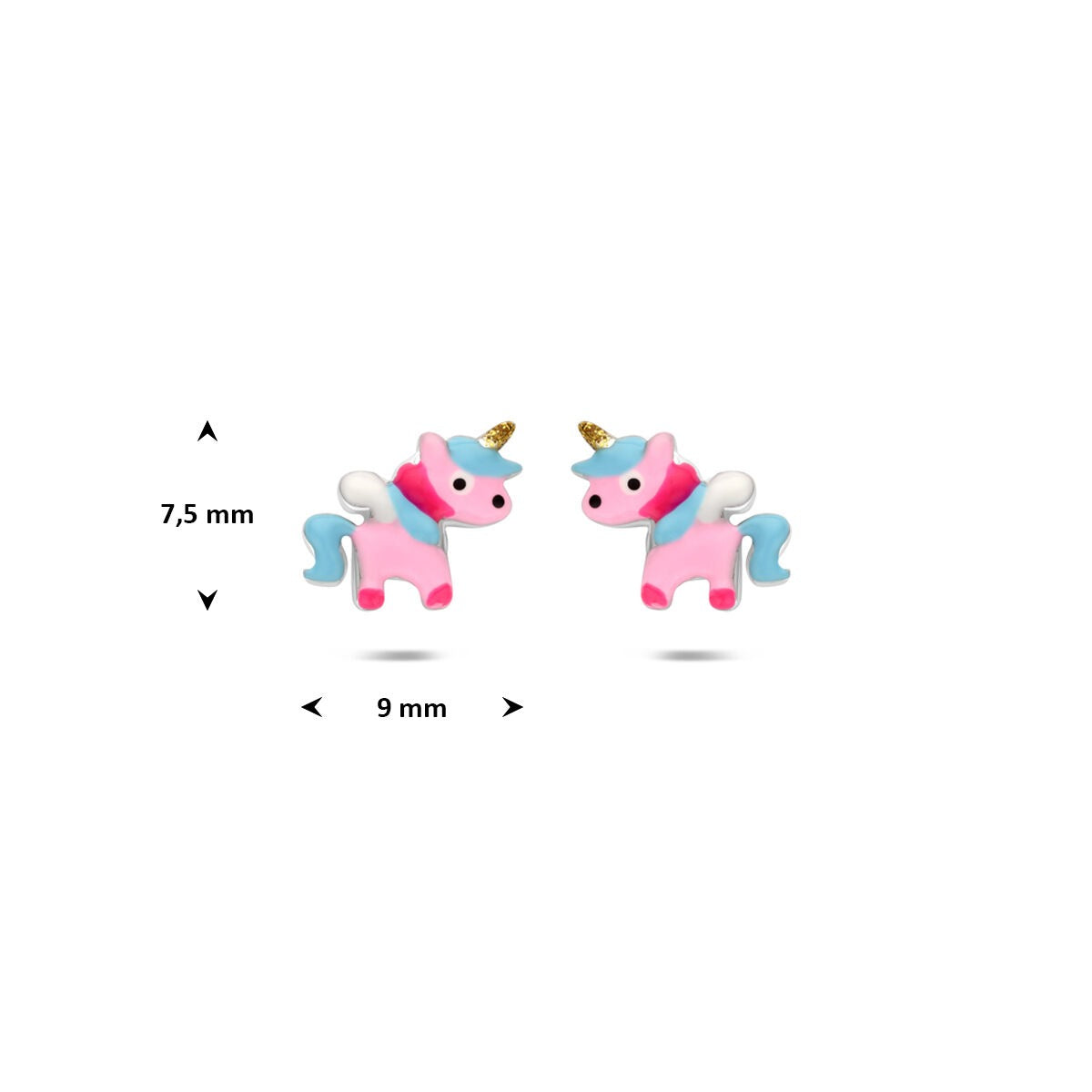 Puces d'oreilles pour enfant en argent 925 rhodié licorne