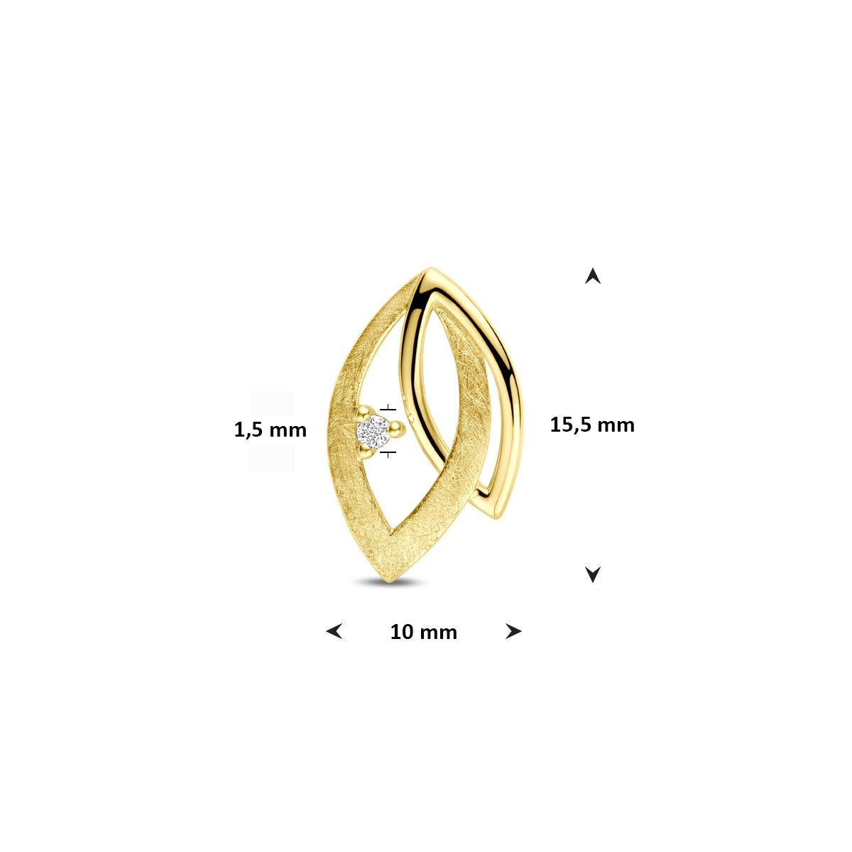 Pendentif en or avec diamant 14k 0.02ct h si 15,5 mm