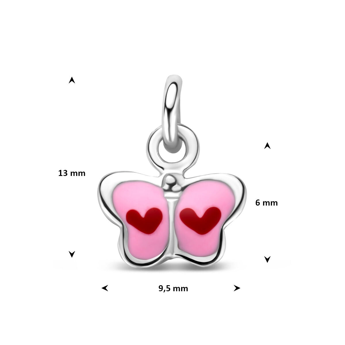 Pendentif en argent rhodié en forme de papillon avec émail