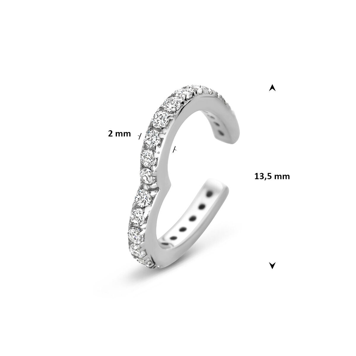 Ear cuff en argent rhodié avec cœur et zircone