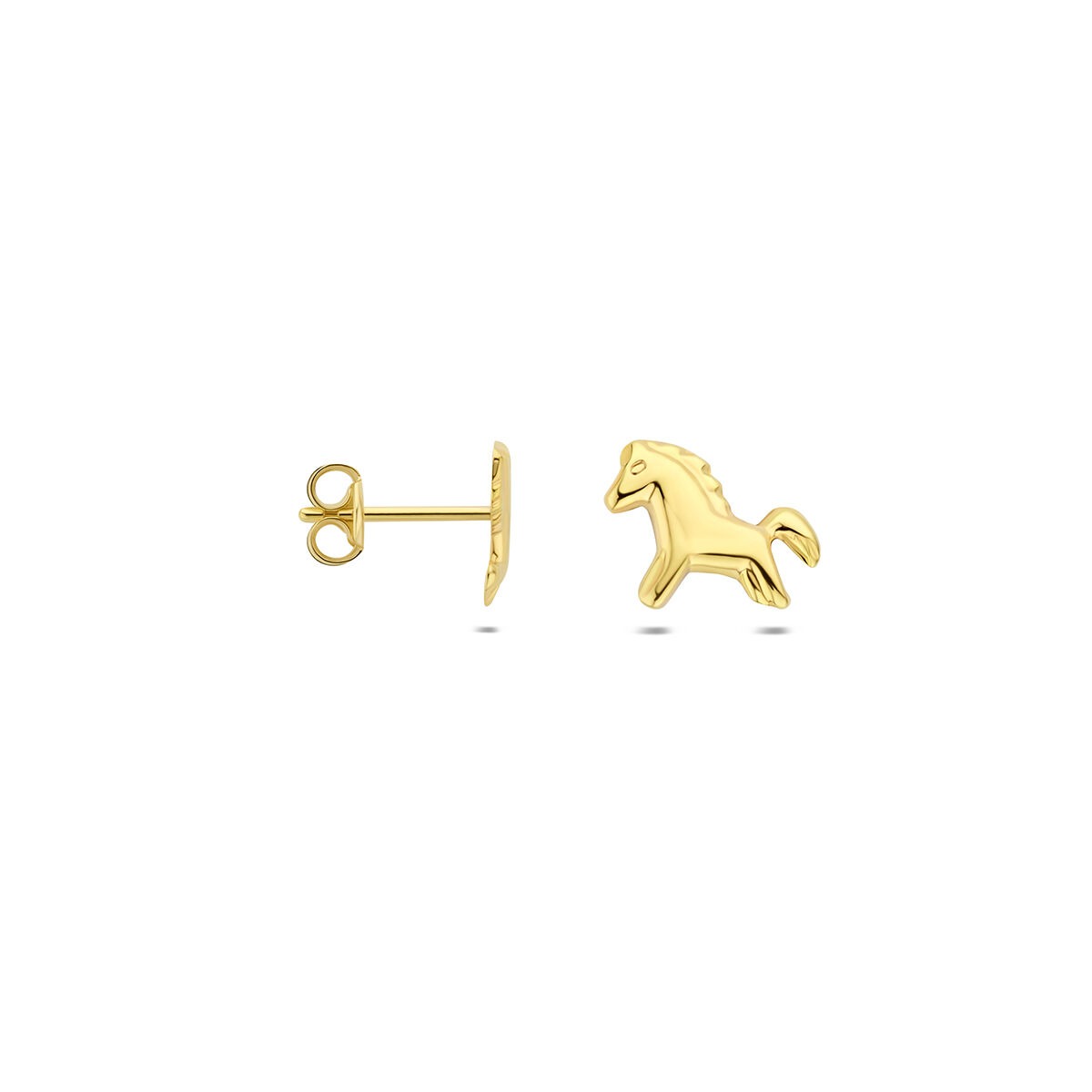 puces d'oreilles en or jaune 9k cheval
