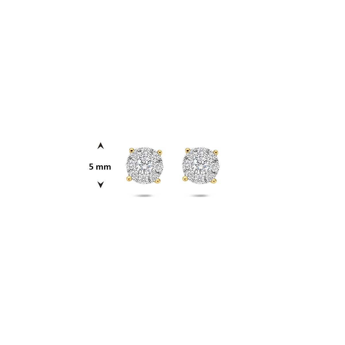 puces d'oreilles bicolores 14k avec diamant – 0.25ct, 5mm