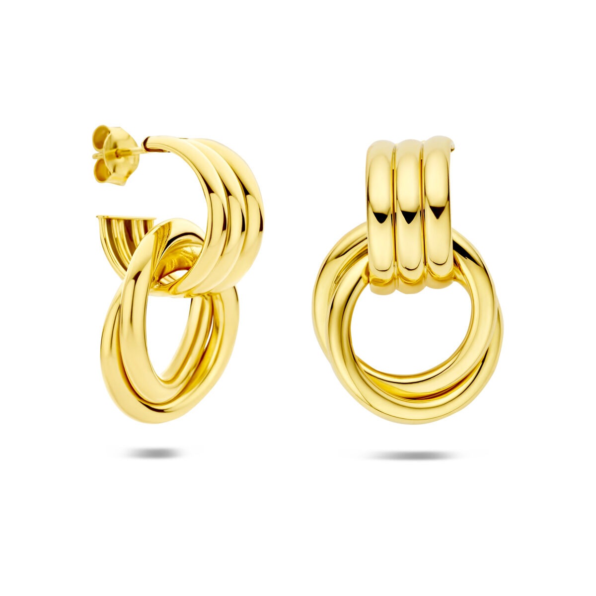 Puces d'oreilles en argent 925 plaqué or 32 x 21.5 mm