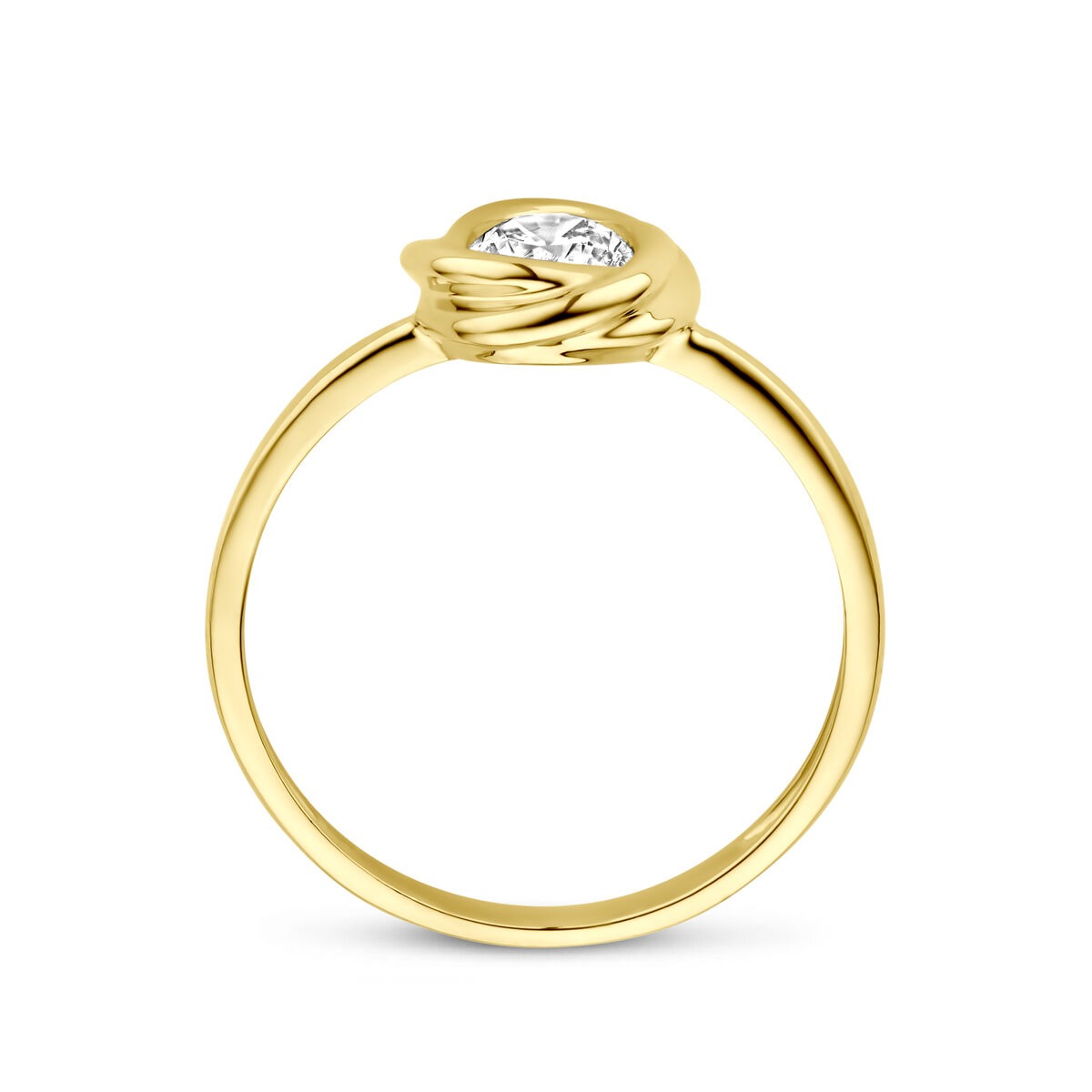 bague pour femme en or jaune 14k avec zircone – bague solitaire au design classique