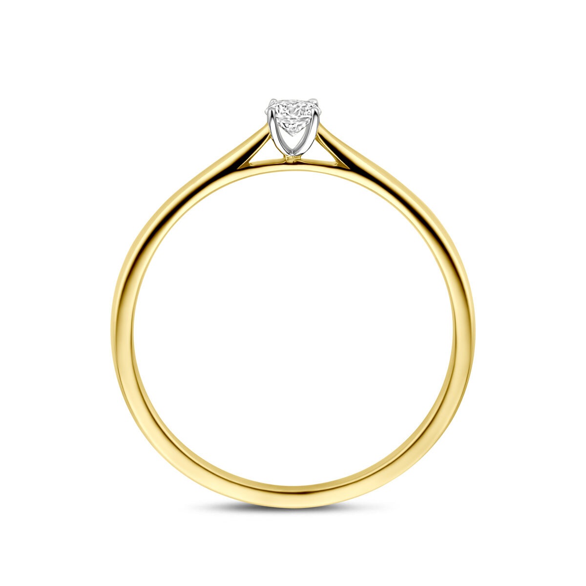 Bague en or jaune et blanc bicolore 14k avec diamant cultivé en laboratoire de 0,10 ct