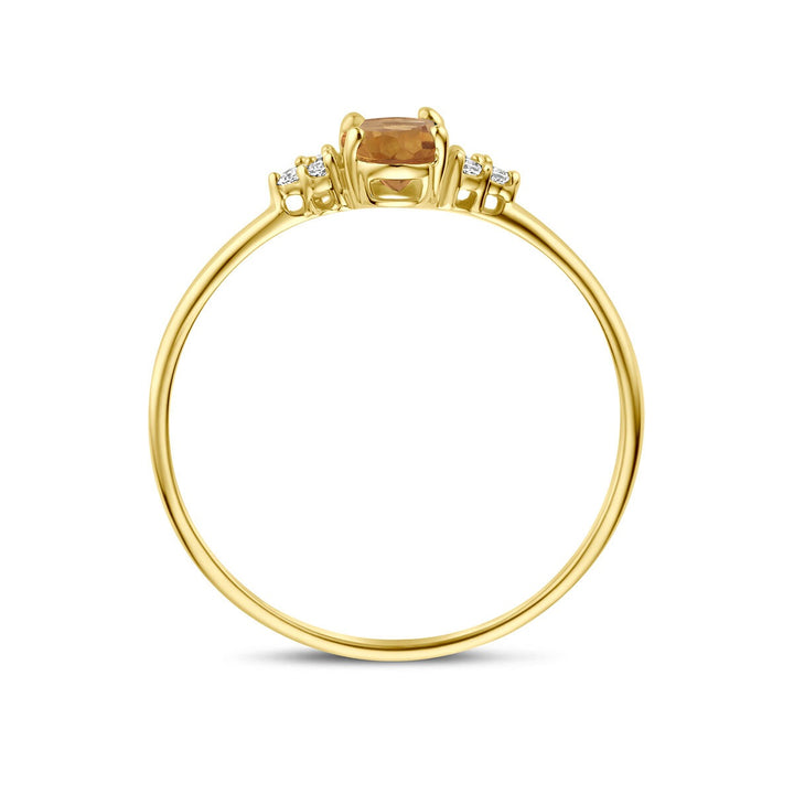 14k Geelgouden ring met citrien en zirkonia