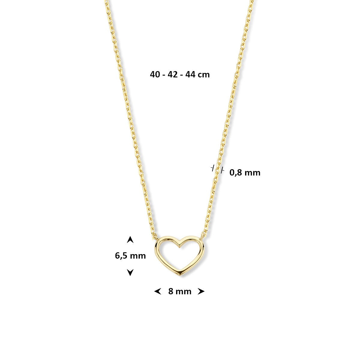 collier en or jaune 9k avec cœur