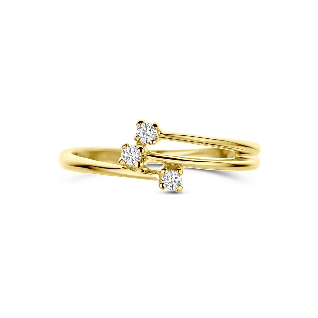 Gouden damesring met zirkonia – 14k geelgoud