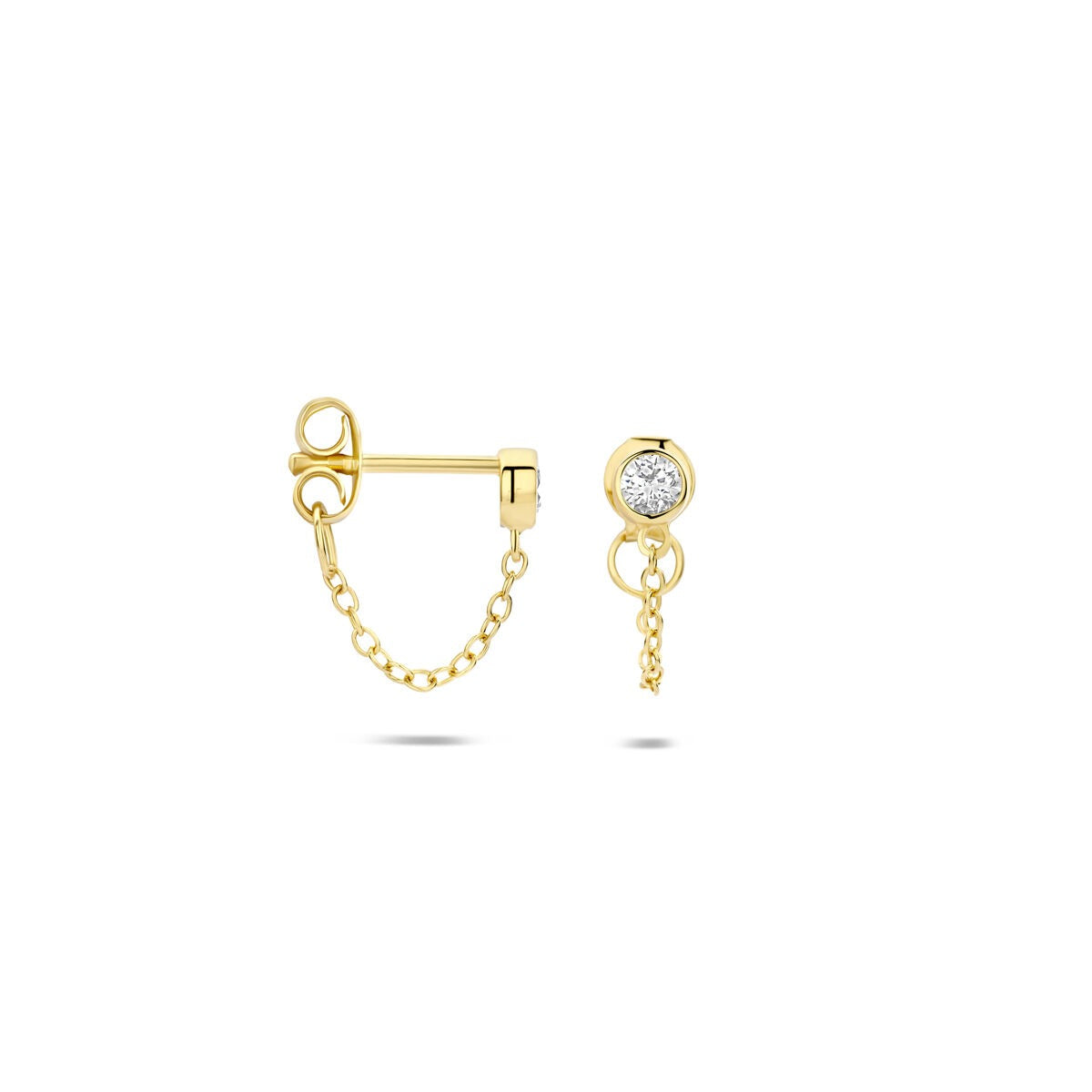Boucles d'oreilles plaquées or en argent avec zircone - argent 925