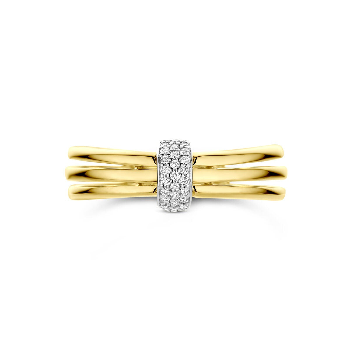 Bague bicolore – or jaune et or blanc 14k avec diamant, 7 mm de large