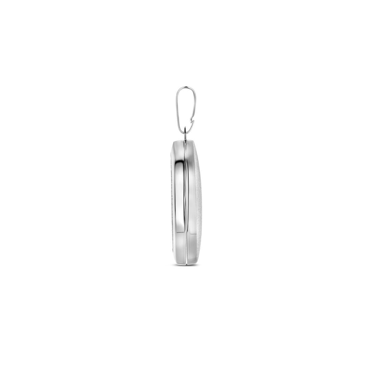 Médaillon en argent – rhodié 925 argent avec finition poli/glitter diamantée