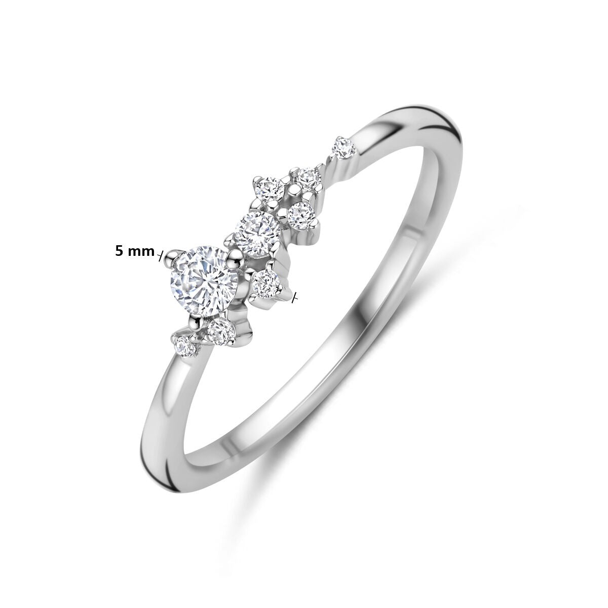 Bague en argent pour femme avec zircone en sertissage entourage – 5 mm de large