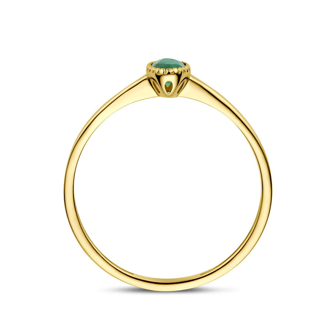 9k Geelgouden ring met smaragd