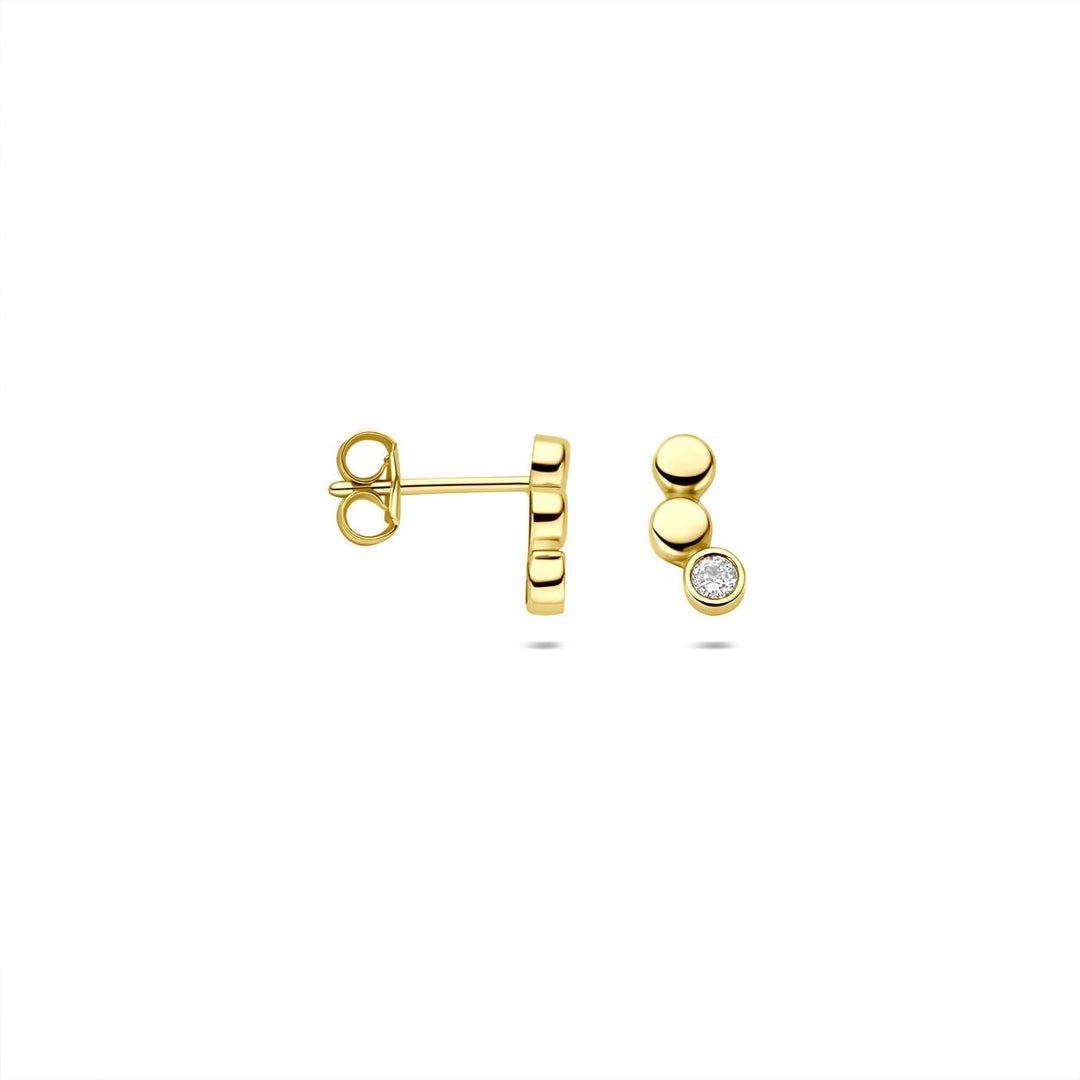 9k geelgouden oorknoppen met zirkonia – 8,5x4mm