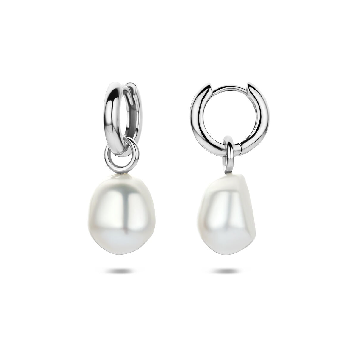 Créoles en argent rhodié avec perle