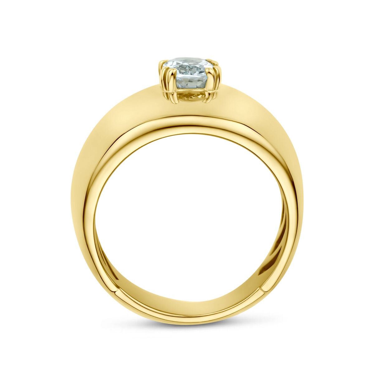 bague en or jaune 14k avec aquamarine