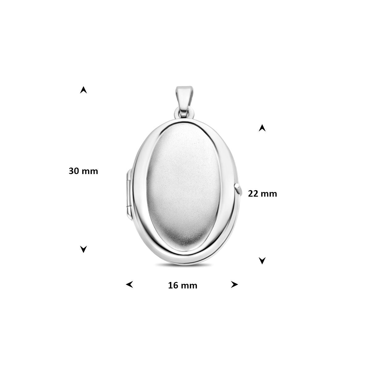 Médaille en argent – ovale rhodiée en argent 925 avec finition poli/mat