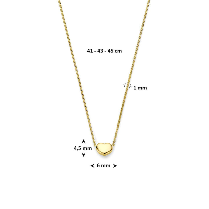 14k Geelgouden collier met hartje