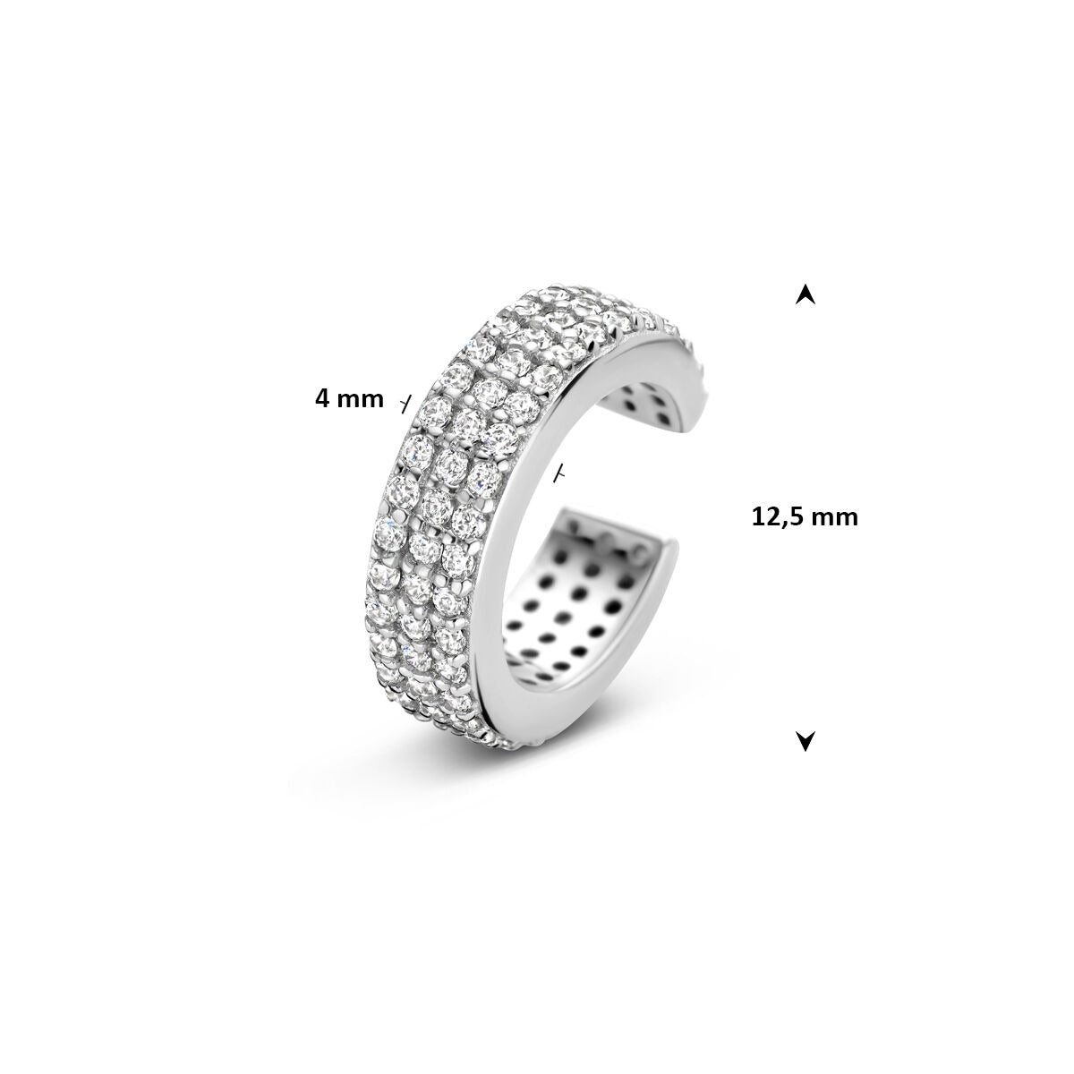 Ear cuff en argent avec zircone – rhodié 925
